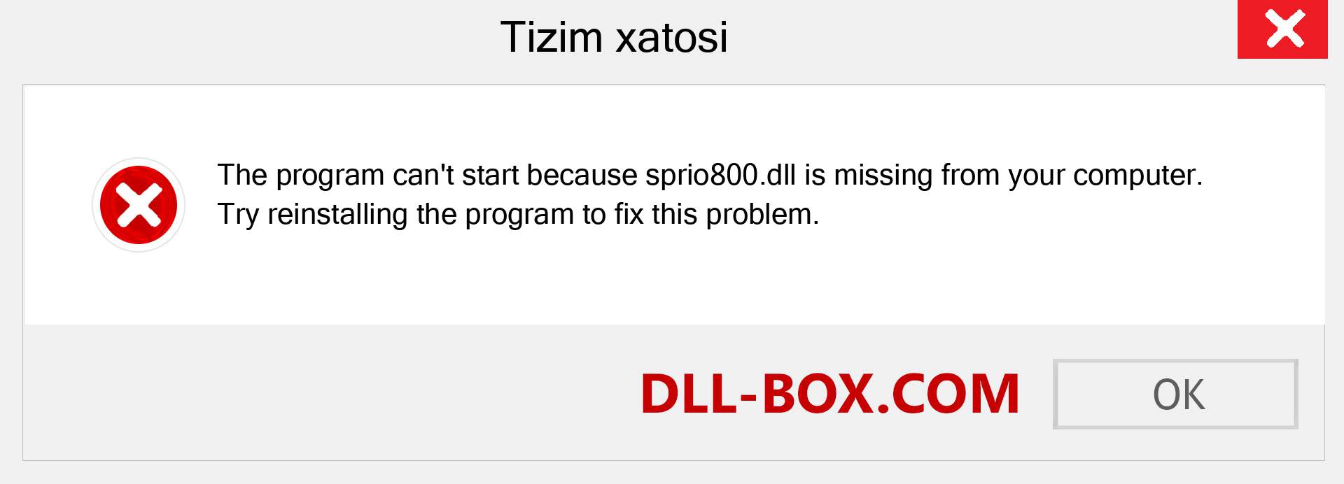 sprio800.dll fayli yo'qolganmi?. Windows 7, 8, 10 uchun yuklab olish - Windowsda sprio800 dll etishmayotgan xatoni tuzating, rasmlar, rasmlar